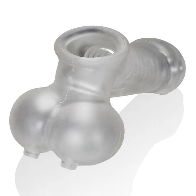 Sackjack Wearable Jackoff Sheath Clear Frost - A Ball Sling and Sheath in One Piece