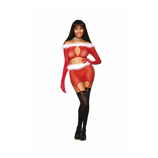 Santa Baby Seamless Fishnetgarter Set Ruby - Design Details