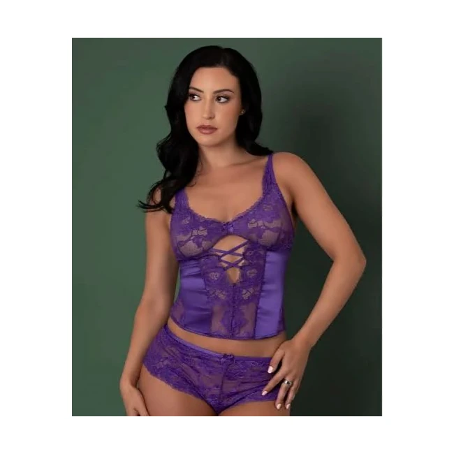 Satin Petals Bustier & Boy Short - Straps, Cutouts and Closure