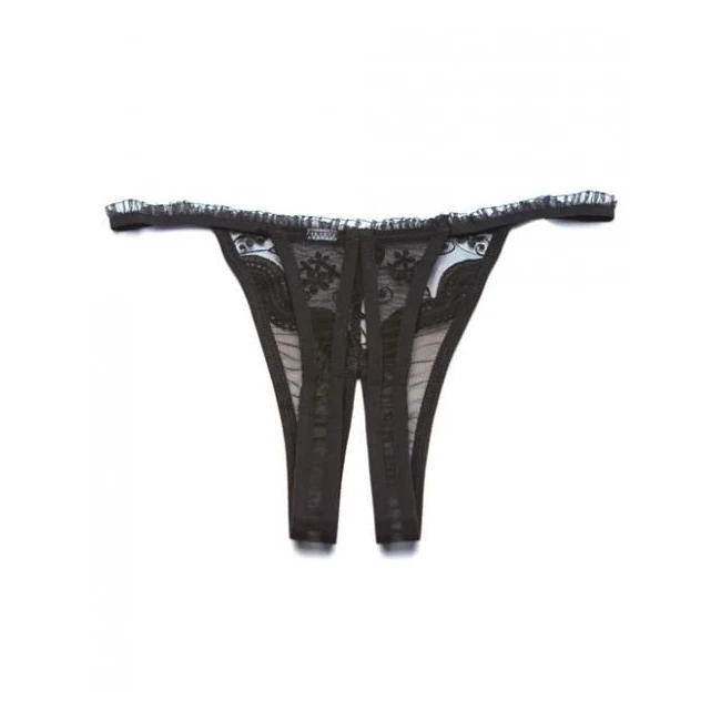 Scalloped Embroidery Crotchless Panty - Fabric & Feel