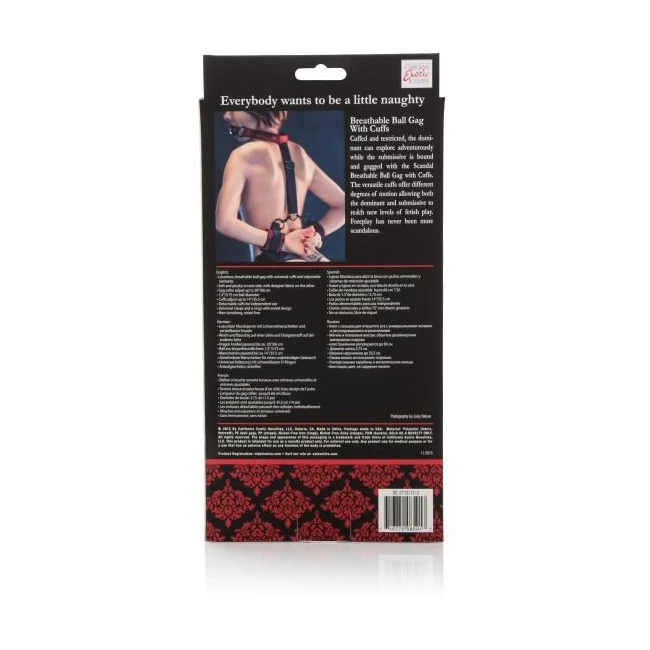 Scandal Breathable Ball Gag with Cuffs - Hardware & Fasteners