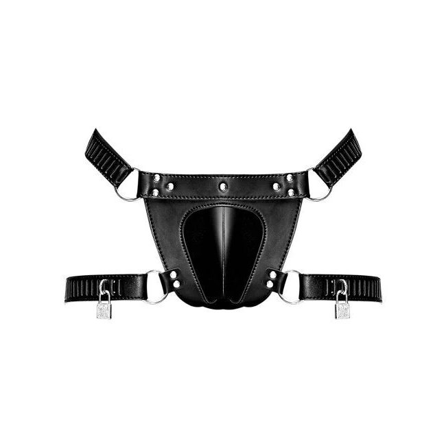 Scorpio Leather Short Black O/S - Locks, Keys and Adjustable Straps