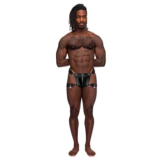 Scorpio Leather Short Black O/S - Attached Metal Rings and Studs