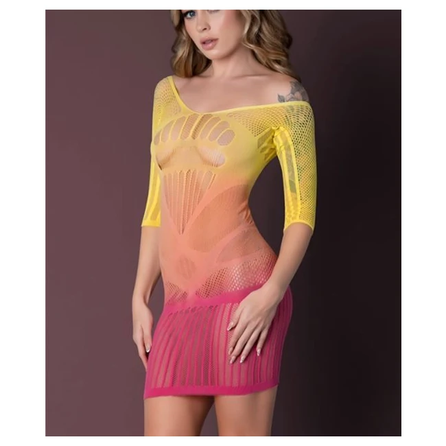 Seamless Long Sleeve Dress Ombre Sunset O/s - Internal Texture