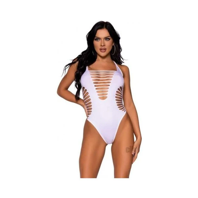 Seamless Shred Thong Bodysuit Blk - Fabric & Feel