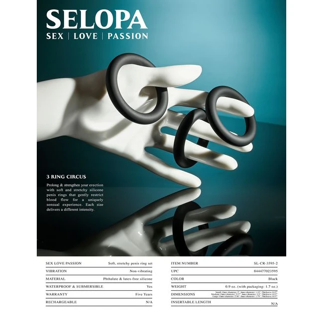 Selopa 3 Ring Circus - Soft, Stretchy Silicone That Stays Clean-Cut