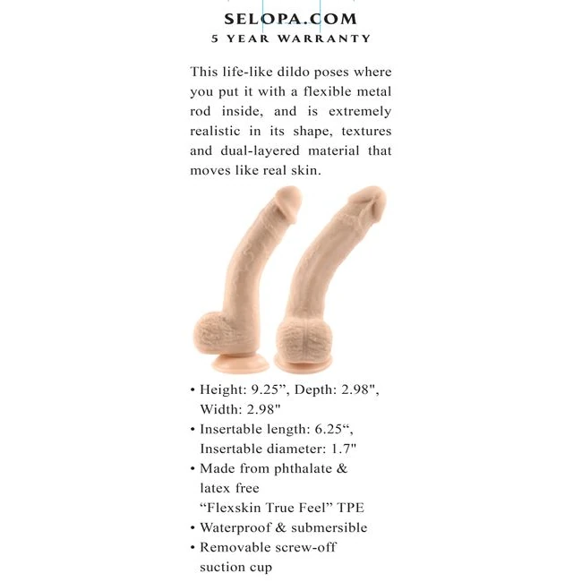Selopa 7 in Natural Feel Flexskin Dildo - Size & Fit