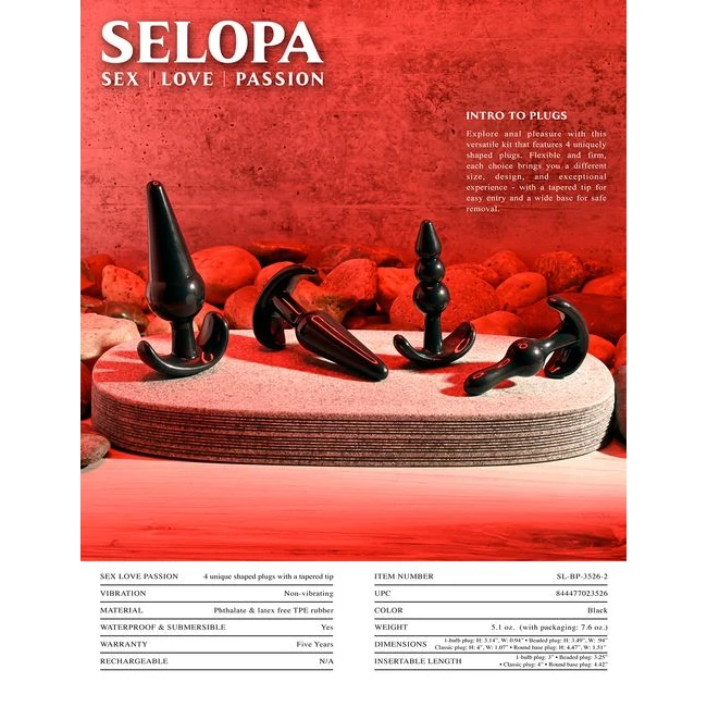Selopa Intro to Plugs - Graduated Sizing for Progressive Play