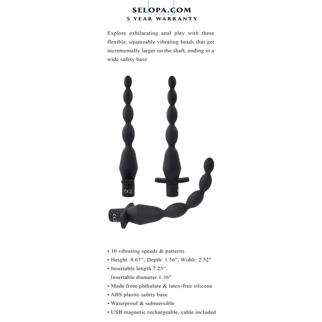 Selopa Vibrating Butt Beads - Experience Intense Anal Stimulation with the Selopa Vibrating Butt Beads