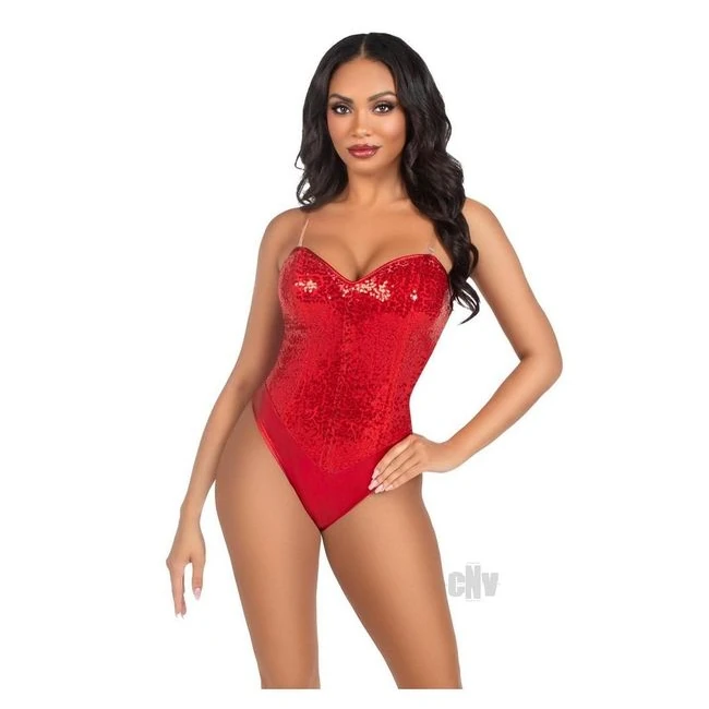 Sequin Bone Snap Bodysuit Strap Md Blk - Fabric & Feel