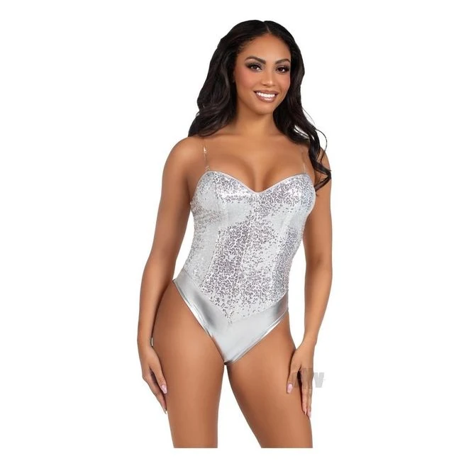 Sequin Bone Snap Bodysuit Strap Md Blk - Fit & Sizing