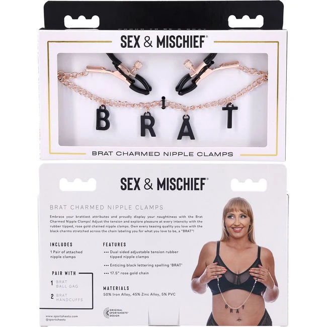 Sex & Mischief Brat Charmed Nipple Clamps - Materials & Specifications