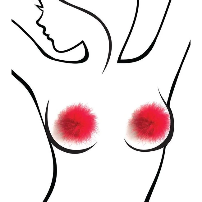 Sexy Af Red Marabou Nipple Covers - Light Red Marabou That Moves With You