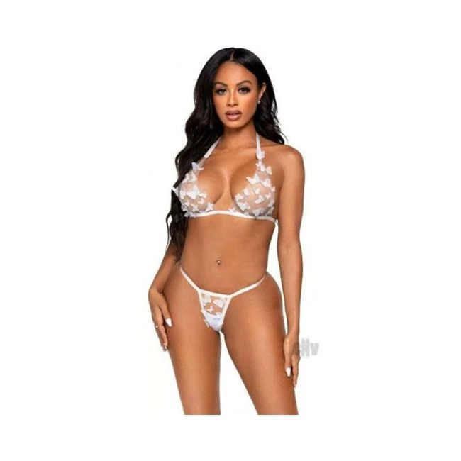 Sheer Butterfly Bra/gstringlg Blk - Fabric & Feel
