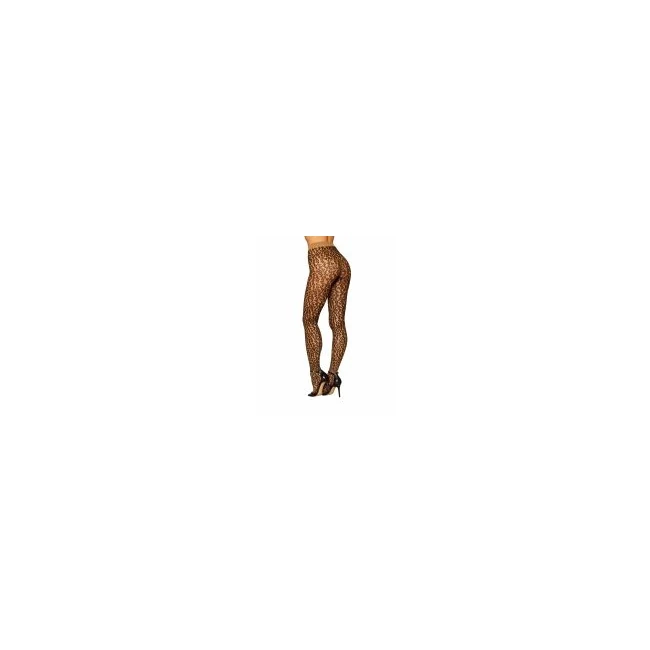 Sheer Leopard Pantyhose O/S - Leopard Print Knit in Two Tones