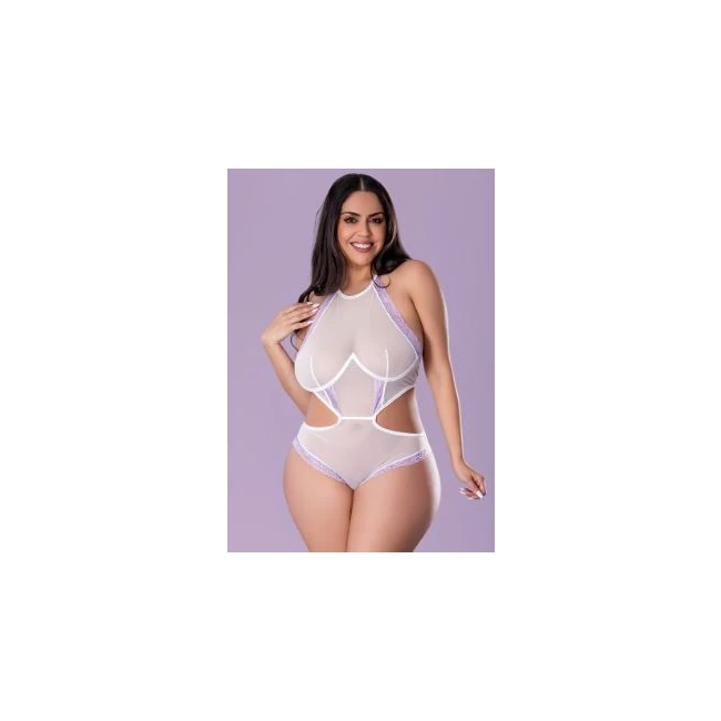 SHEER PASSION HALTER TEDDY WHITE - Fabric & Feel