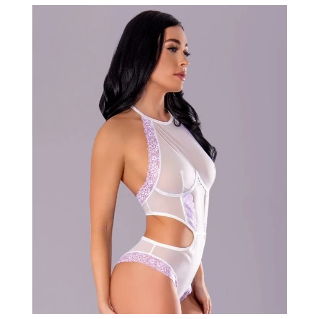 SHEER PASSION HALTER TEDDY WHITE - Design Details