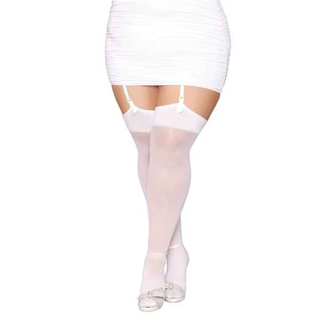 Sheer Thigh High Bride Sequin Back White Q/s - Fabric & Feel
