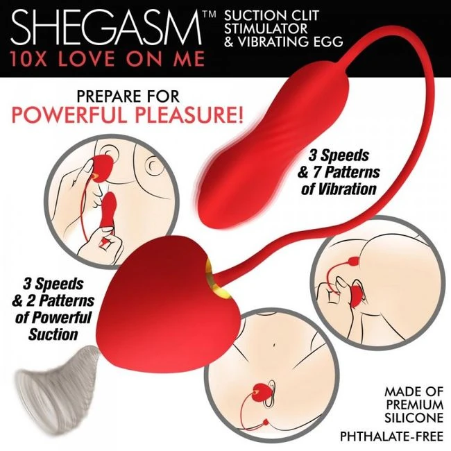 Shegasm 10x Love on Me Suction Clit Stim & Egg - Shegasm 10X Love on Me Suction Clit Stim & Egg by XR Brands