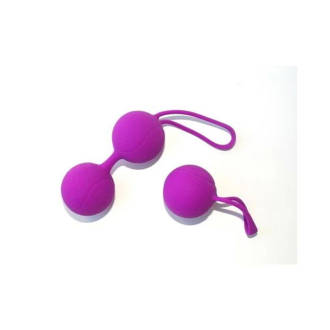 Shibari Pleasure Balls Set of Two 1 Double Ball 1 Single Ball Purple - Overview
