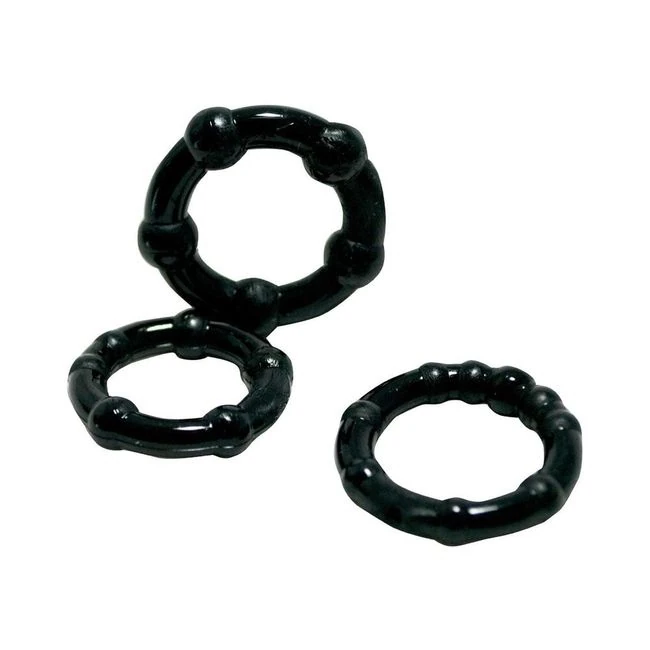Shibari Triton Enhancement Pleasure Rings with Knubbs 3pk Black - Formula & Feel