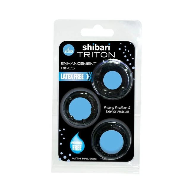 Shibari Triton Enhancement Pleasure Rings with Knubbs 3pk Black - Ingredients