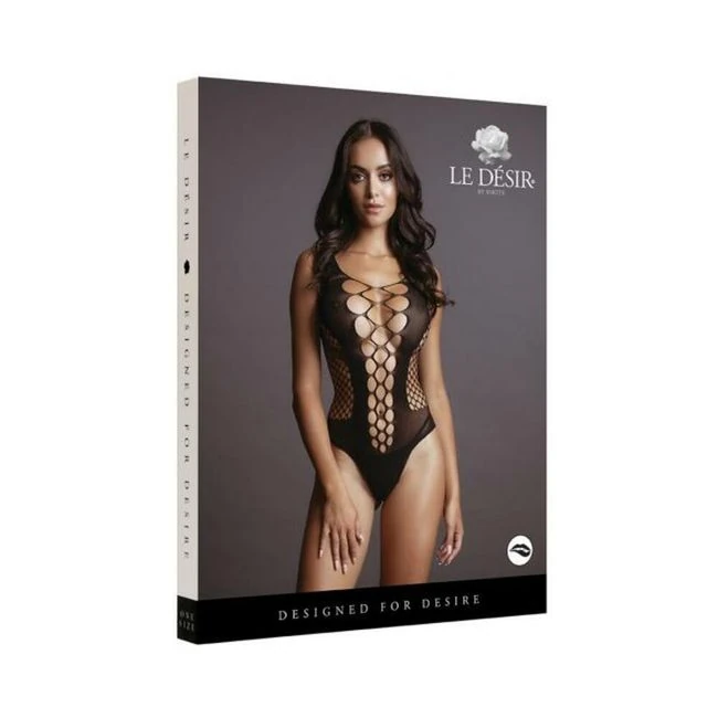Shots Le Desir Contrast Fence Net Teddy Os Black - Fabric & Feel