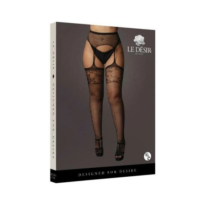 Shots Le Desir Garterbelt Stockings with Lace Top - Fabric & Feel