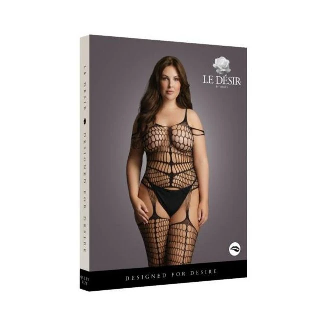 Shots Le Desir Shredded Suspender Bodystocking Black Qs - Fit & Sizing