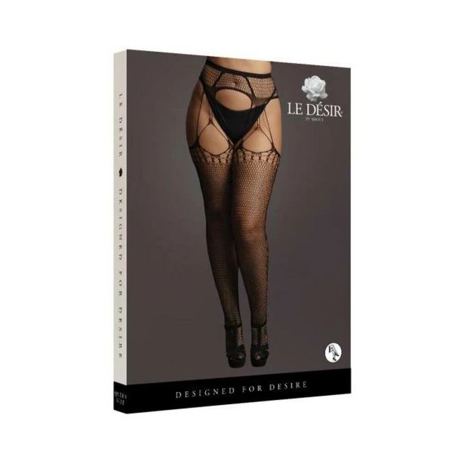 Shots Le Desir Shredded Suspender Pantyhose Black Qs - Fabric & Feel