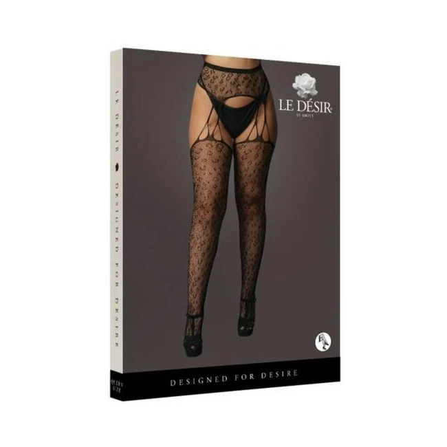 Shots Le Desir Suspender Leopard Pantyhose Black Qs - Fit & Sizing