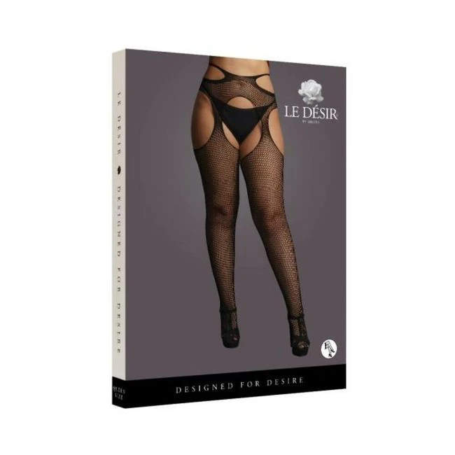 Shots Le Desir Suspender Pantyhose with Strappy Waist Black Qs - Fit & Sizing