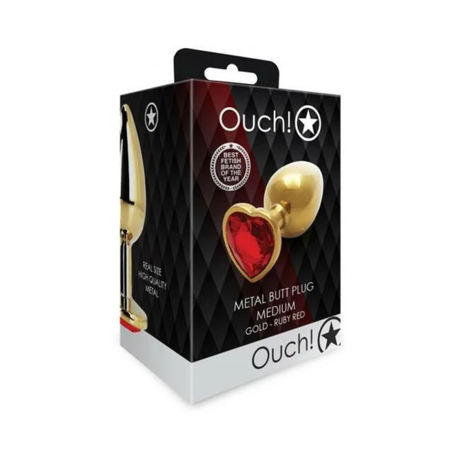 Shots Ouch! Heart Gem Butt Plug Large Gold/ruby - Material & Safety