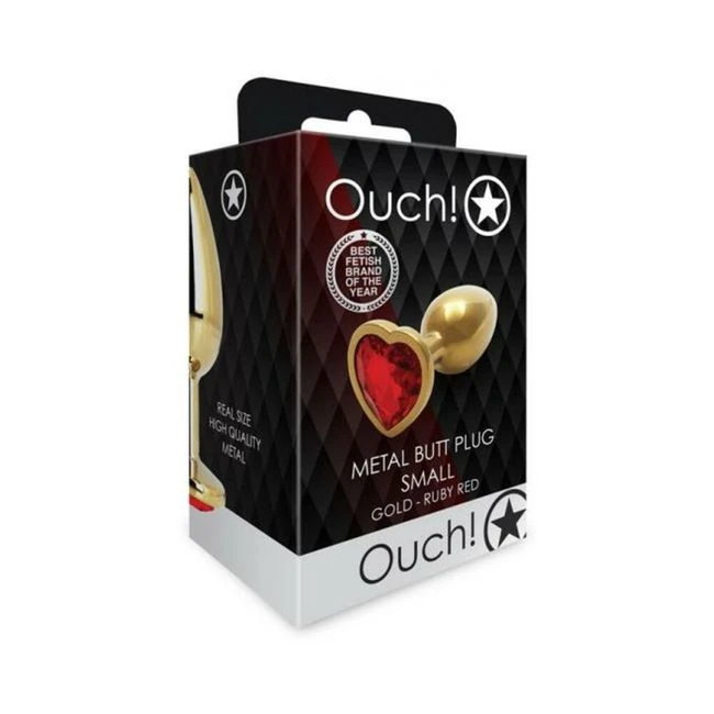 Shots Ouch! Heart Gem Butt Plug Large Gold/ruby - Shape & Comfort