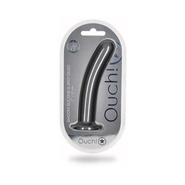 Shots Ouch! Smooth Silicone. G-spot Dildo Gunmetal - Vibration Modes