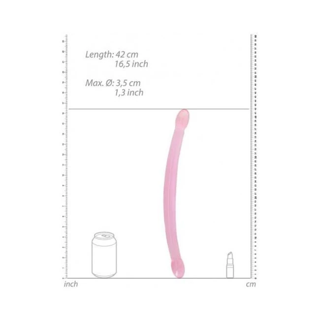 Shots Realrock Crystal Clear 17" Double Dildo  - Pink - Material Feel