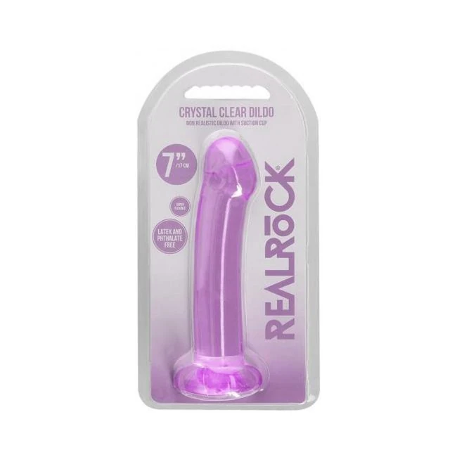 Shots Realrock Crystal Clear 7" Dildo  - Purple - Shape & Texture