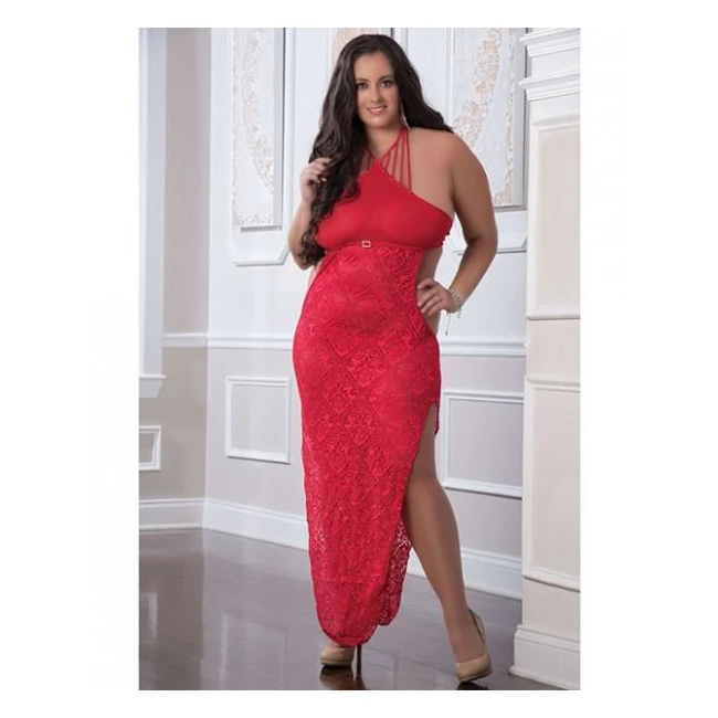 Shoulder Baring Laced Night Dress Black Qn - Fabric & Feel