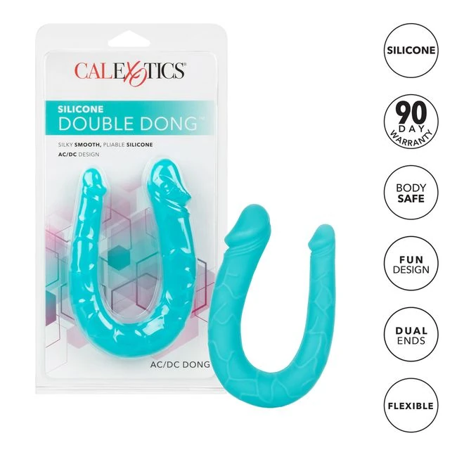 Silicone Double Dong Teal Ac/dc - Waterproof & Safe Play