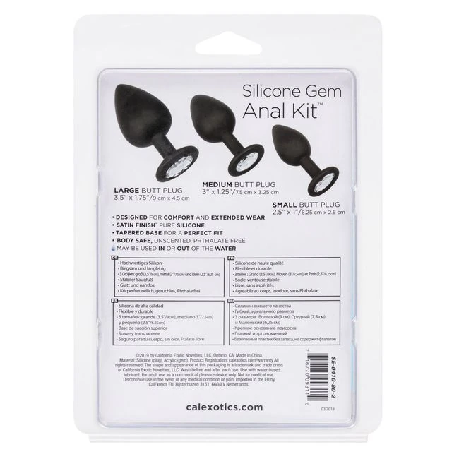Silicone Gem Anal Kit - Graduated Sizing & Specifications