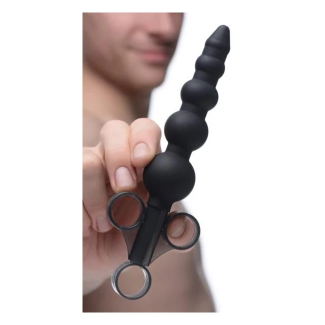 Silicone Graduated Beads Lubricant Launcher Black - Shape & Comfort
