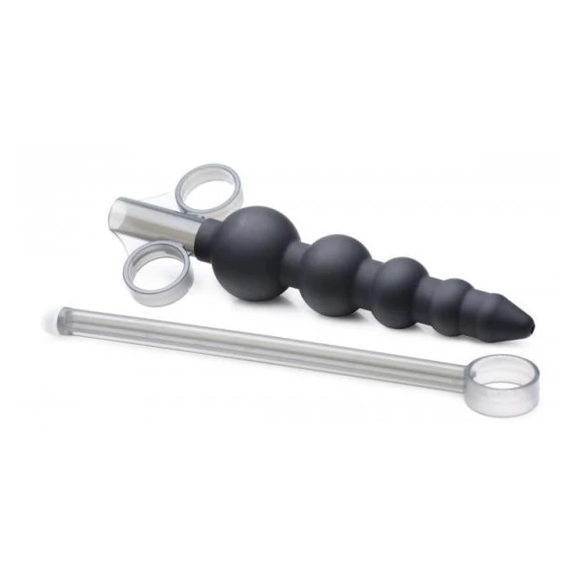 Silicone Graduated Beads Lubricant Launcher Black - Graduated Sizing