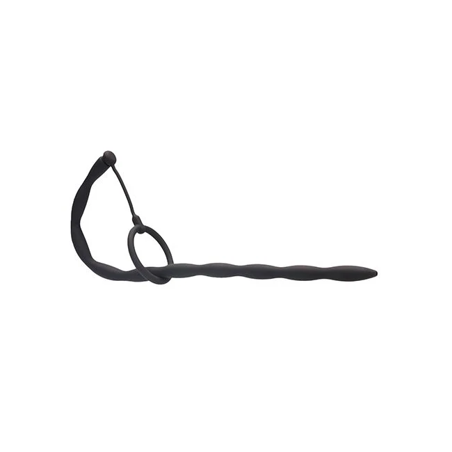 Silicone Plug & Cock Ring Set Urethral Sounding Black - Experience Intense Urethral and Prostate Stimulation