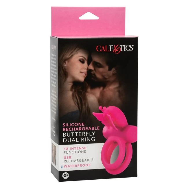 Silicone Rechargeable Butterfly Dual Ring - Experience Intense Dual Stimulation with the Silicone Rechargeable Butterfly Dual Ring