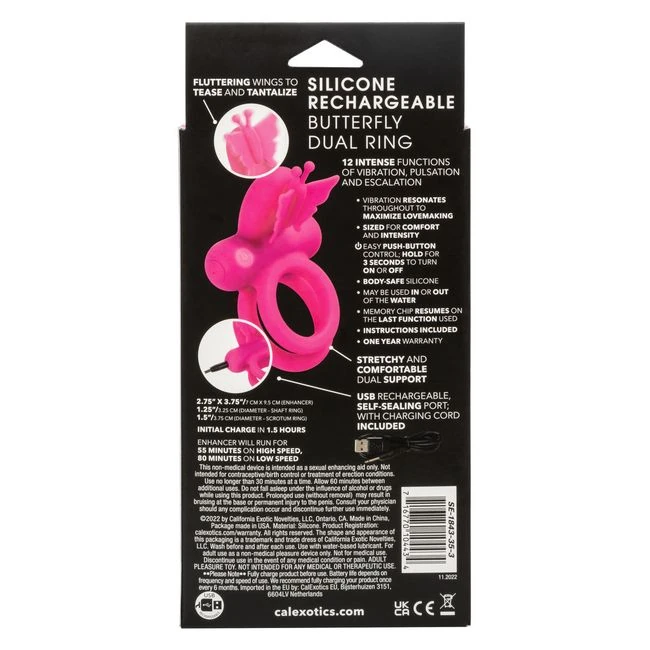 Silicone Rechargeable Butterfly Dual Ring - How It Feels