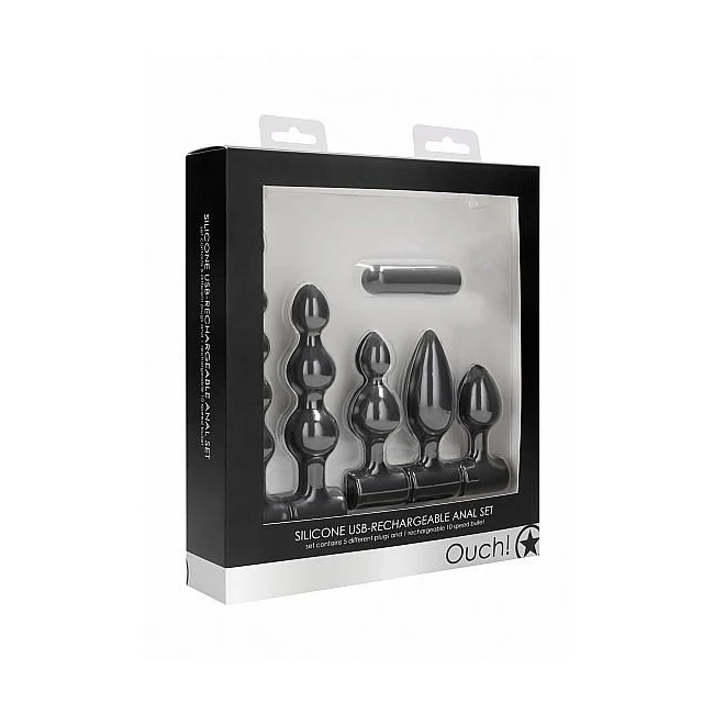 Silicone Usb Rechargeable Anal Set Black - Shape & Comfort