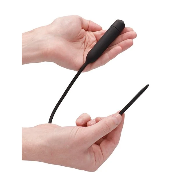 Silicone Vibrating Bullet Plug Extra Long Urethral Sounding Black - Ergonomic Design for Ease and Comfort
