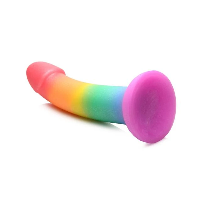 Simply Sweet 6.5in Phallic Rainbow Dildo - Material & Feel