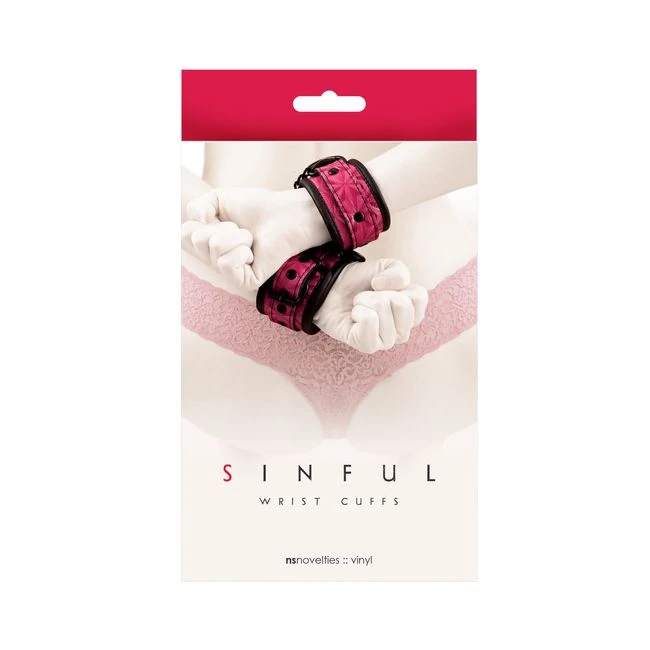 Sinful Wrist Cuffs - Anodized Metal in Black or Pink