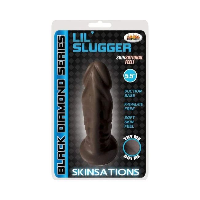 Skinsations Black Diamond Series Lil' Slugger Dildo 5.5in - Material Feel